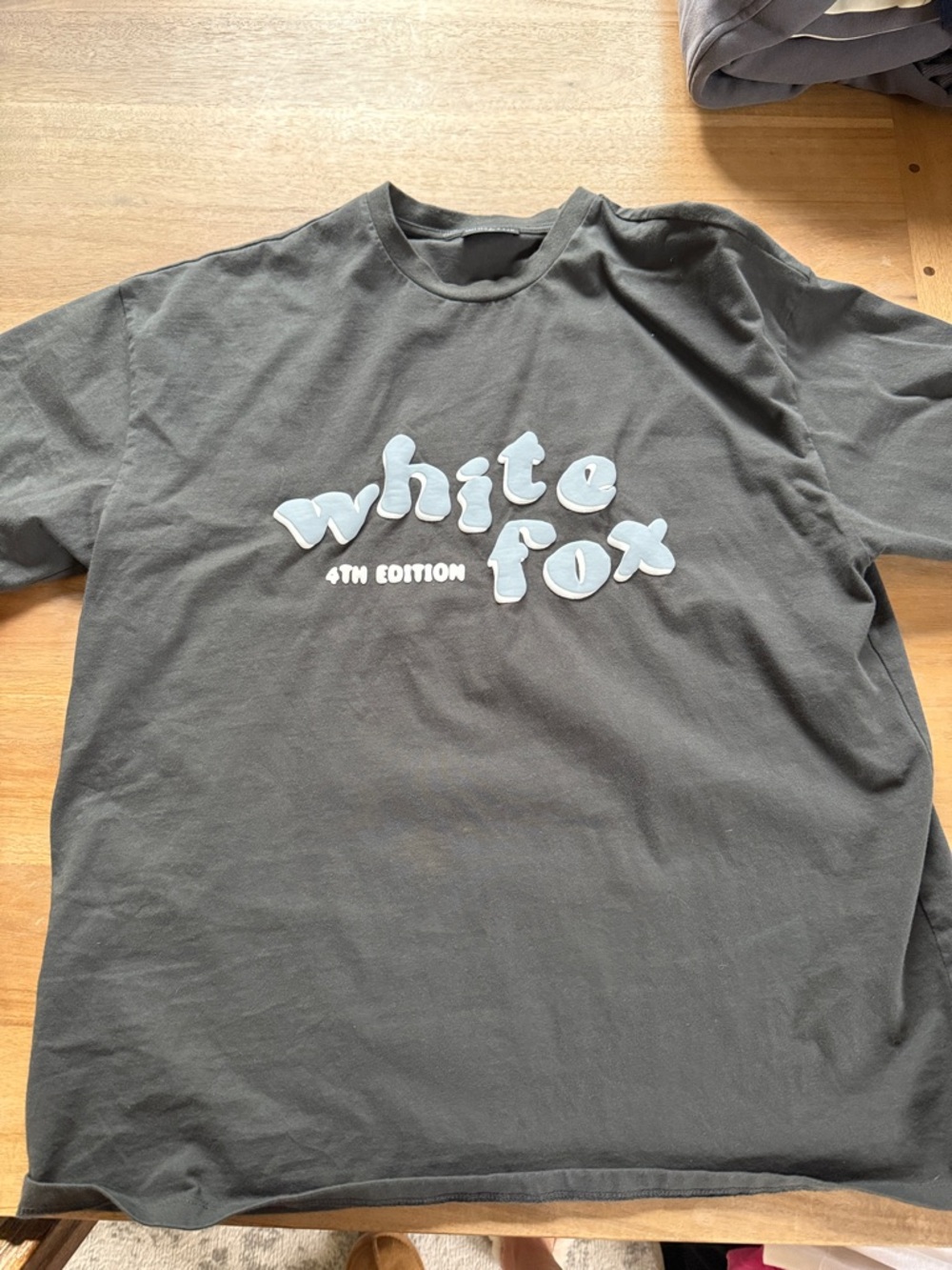 White Fox gray Short-Sleeve Tee with Light Blue 'White Fox' Graphic